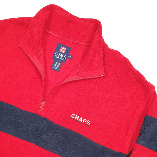 Chaps Spellout Quarter Zip Fleece L Red