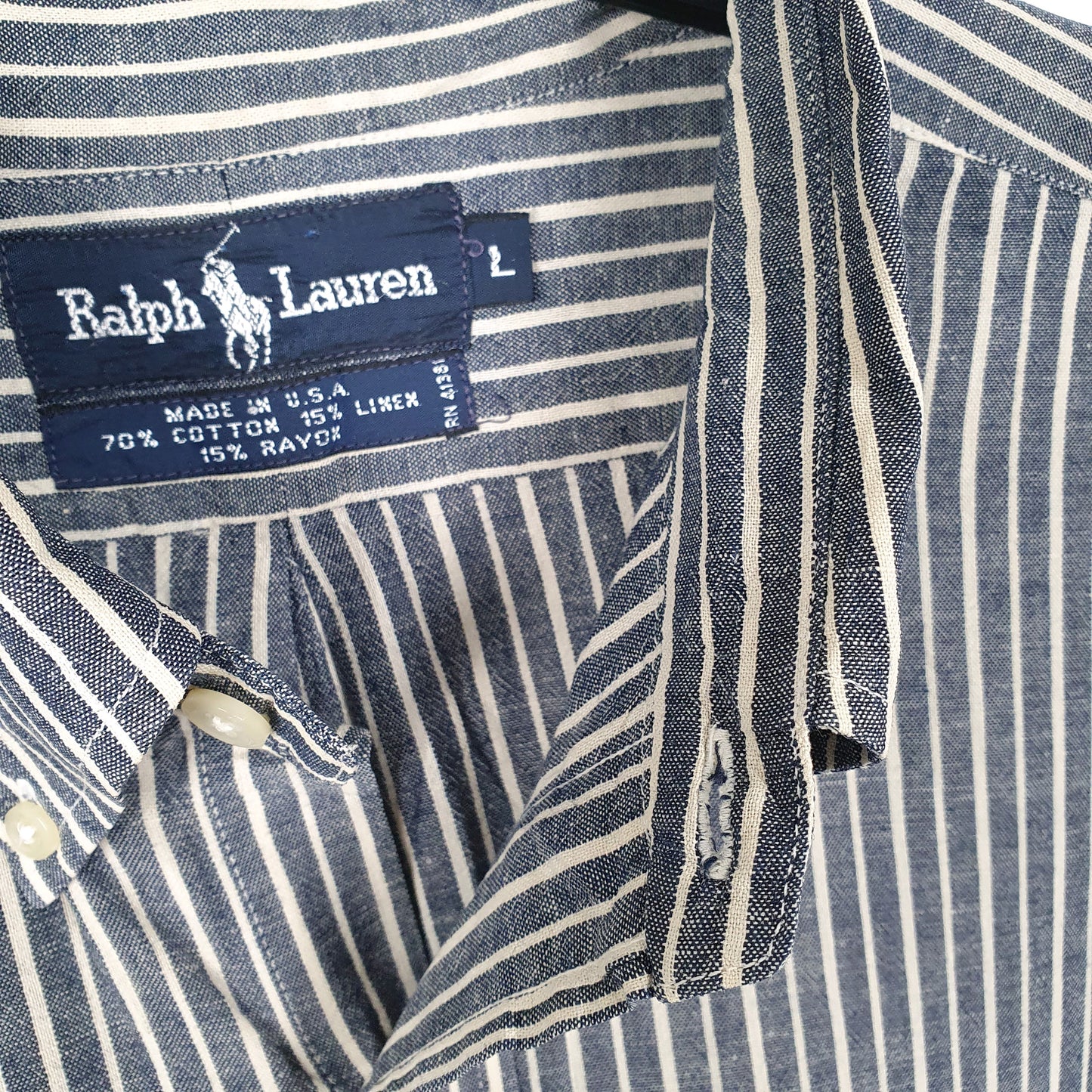 Mens Navy Ralph Lauren Tri Blend Made In USA Long Sleeve Shirt