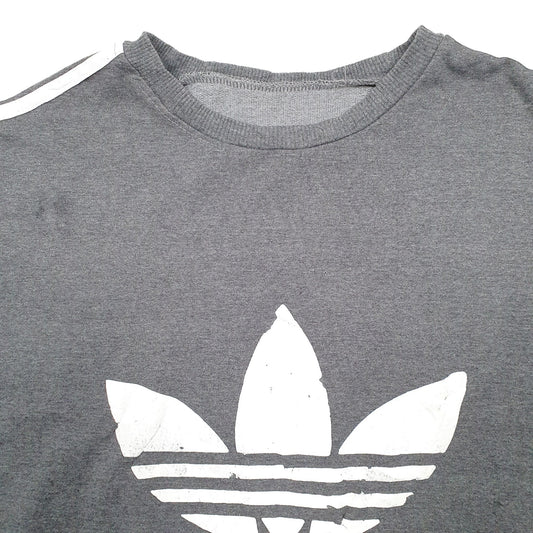Mens Grey Adidas Spellout Crewneck Jumper