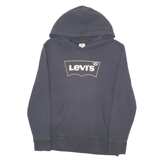 Mens Black Levis Spellout Hoodie Jumper