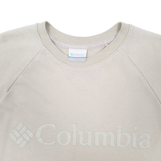 Mens Beige Columbia Spellout Crewneck Jumper