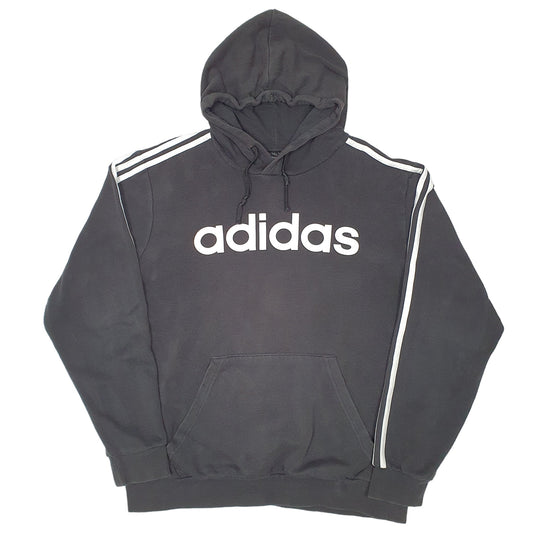 Mens Black Adidas Spellout Hoodie Jumper