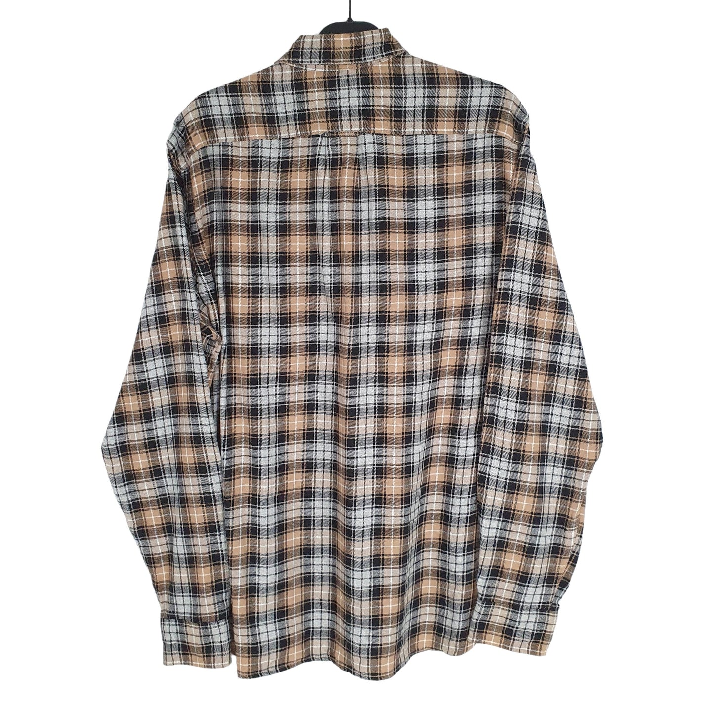 H&M Flannel Shacket Long Sleeve Regular Fit Check Shirt Tan