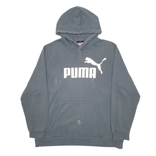 Mens Green Puma Spellout Hoodie Jumper