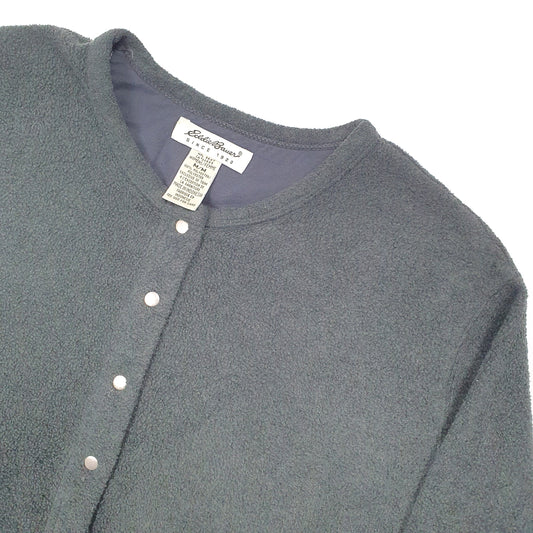 Eddie Bauer Crop Top Cardigan Fleece L Grey