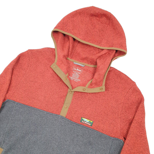 L.L.Bean Hooded vintage Quarter Zip Fleece L Red