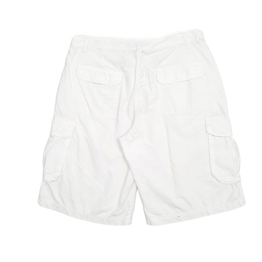 Mens White Paper Denim & Cloth Cargo Shorts
