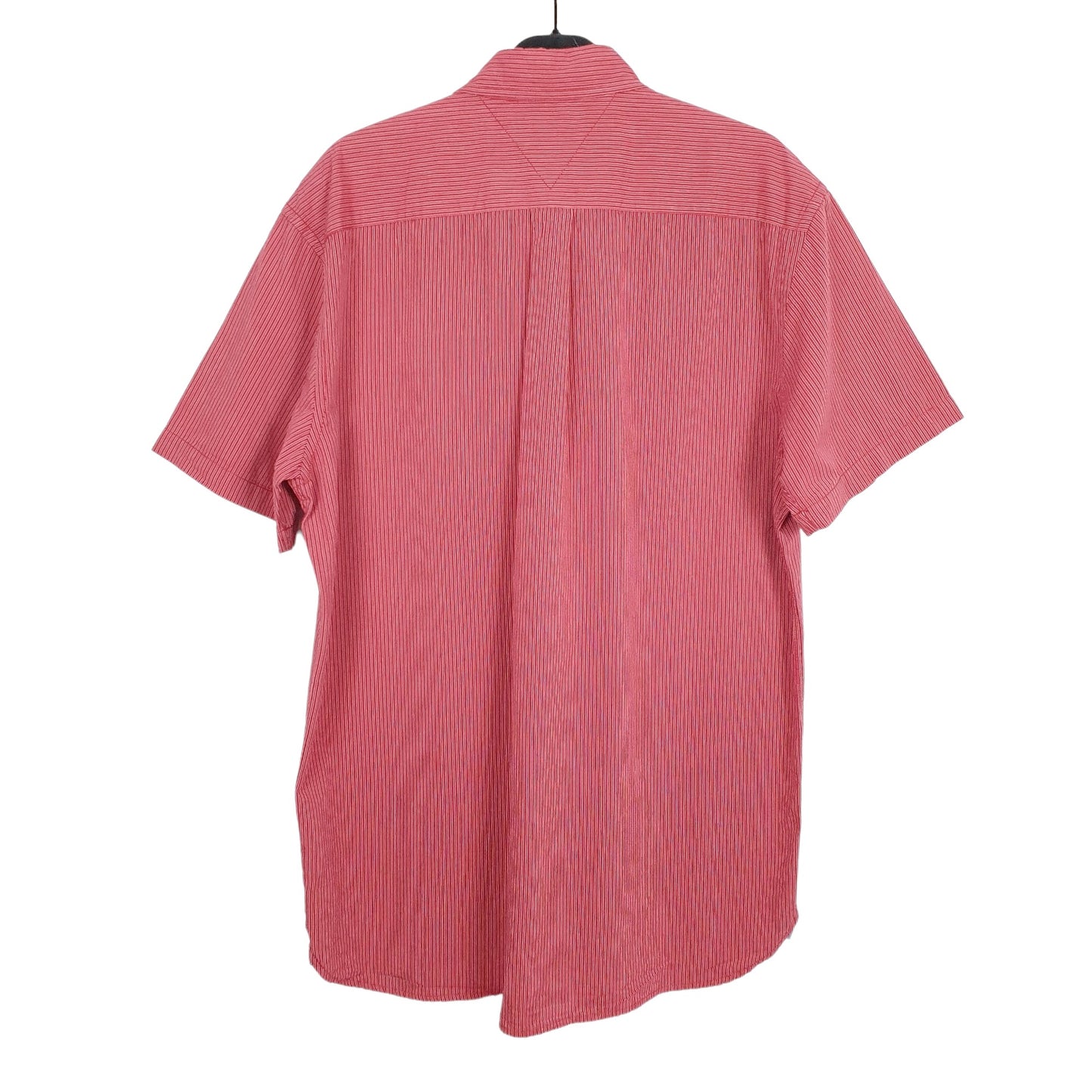 Tommy Hilfiger Short Sleeve Classic Fit Pinstripe Shirt Red