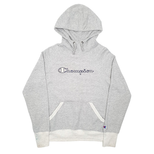 Womens Grey Champion Script Hoodie Jumper
