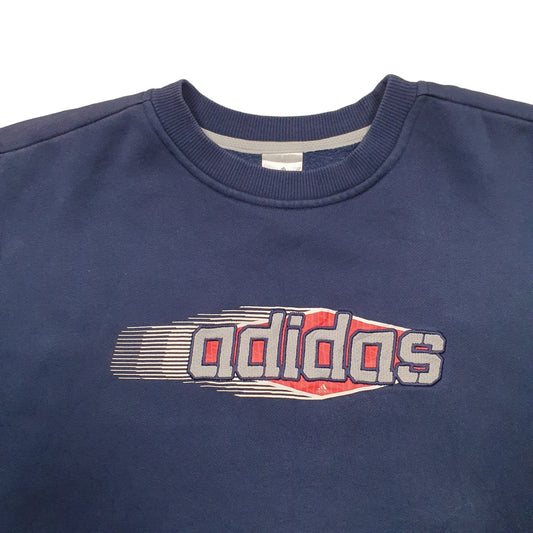Mens Navy Adidas Spellout Crewneck Jumper