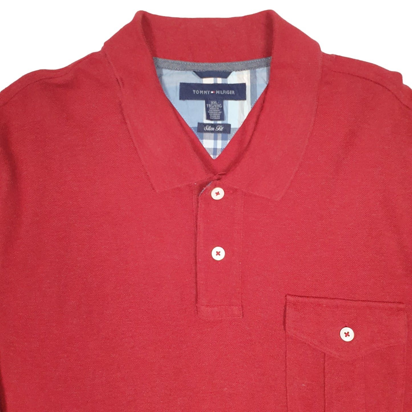 Mens Burgundy Tommy Hilfiger Long Sleeve Polo Shirt