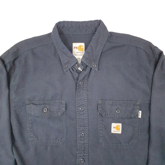 Mens Navy Carhartt FR Shacket Long Sleeve Shirt