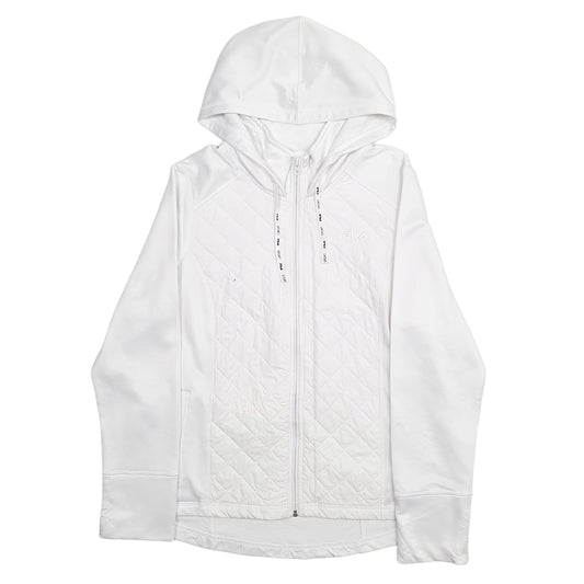 Womens White Fila Full Zip Jumper