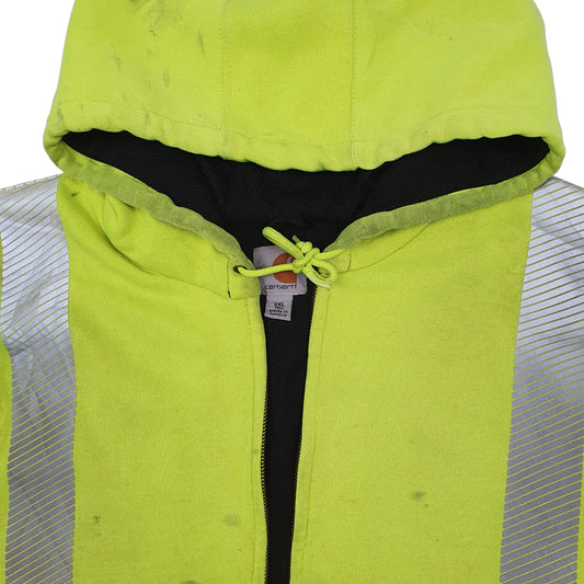 Mens Yellow Carhartt Hi Vis Workwear Site Hoodie Full Zip Jumper