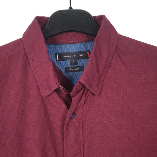 Mens Burgundy Tommy Hilfiger Long Sleeve Shirt