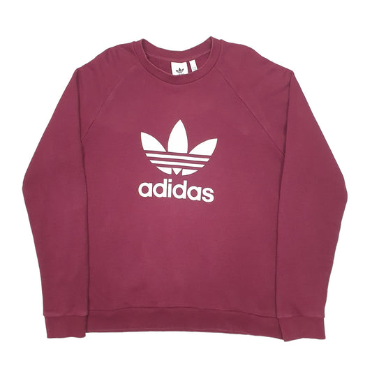 Mens Burgundy Adidas Spellout Crewneck Jumper