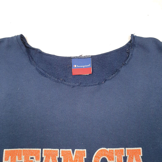 Mens Navy Champion Team CIA Cut Off Hood Hoodie Jumper