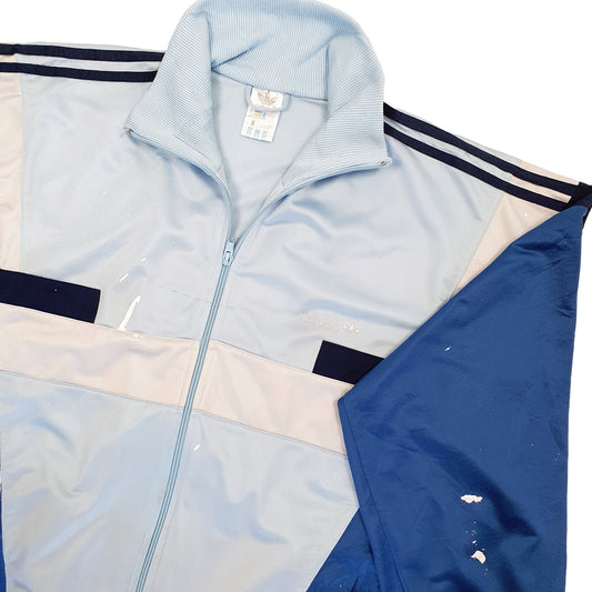 Mens Blue Adidas Track Jacket Softshell 80s style Full Zip Jumper