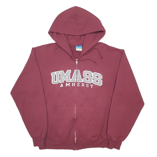 Mens Burgundy Champion UMASS A MHERST USA College Full Zip Jumper