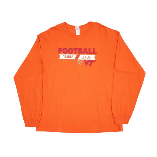 Gildan USA Virginia Tech Football Long Sleeve T Shirt Orange