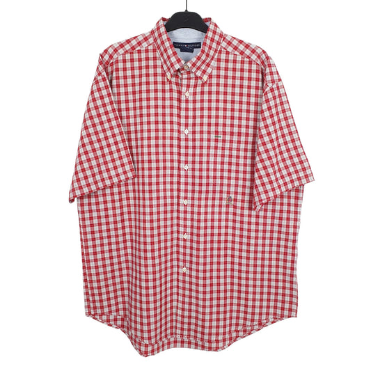Tommy Hilfiger Short Sleeve Regular Fit Check Shirt Red