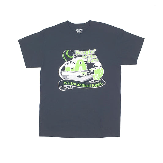 Gildan USA Vintage Softball Short Sleeve T Shirt Black