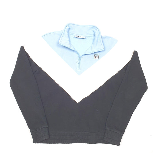 Mens Black Fila Quarter Zip Jumper