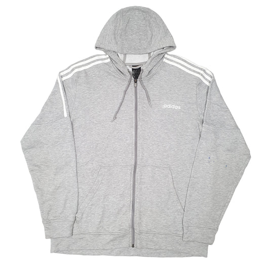 Mens Grey Adidas Hoodie Full Zip Jumper