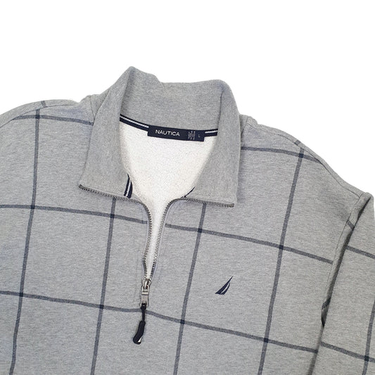 Mens Grey Nautica Quarter Zip Jumper