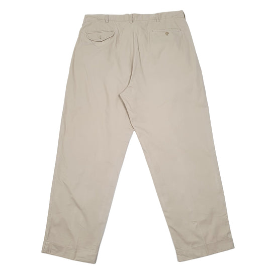 Mens Beige Polo Ralph Lauren Double Pleated Vintage Chino Trousers
