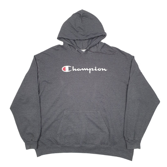 Mens Grey Champion Spellout Hoodie Jumper