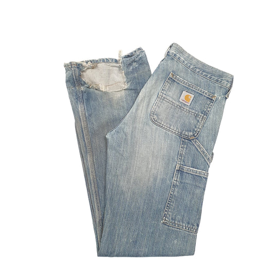 Mens Blue Carhartt Single Knee Carpenter JeansW32 L32