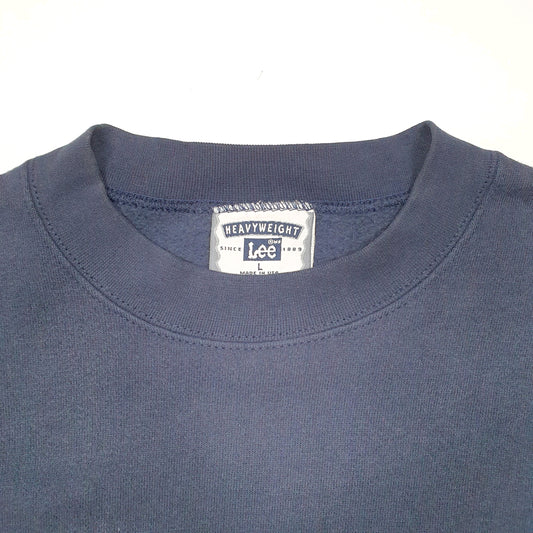 Mens Navy Lee Heavyweight Made In USA Plumbing Crewneck Jumper