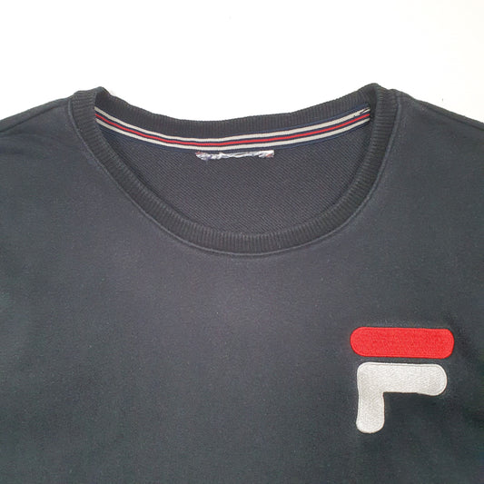 Mens Black Fila Crew Jumper