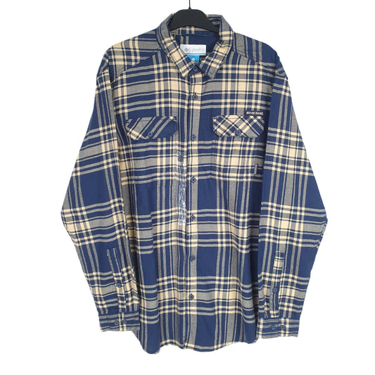 Columbia Long Sleeve Regular Fit Check Flannel Shirt Shacket Blue