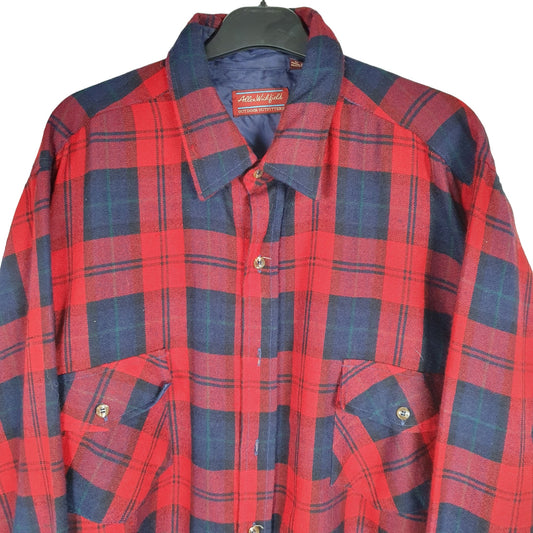 Allen Wickfield Long Sleeve Regular Fit Check Flannel Shirt Shacket Red