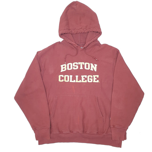 Mens Burgundy Champion Boston College Reverse Weave Hoodie Jumper