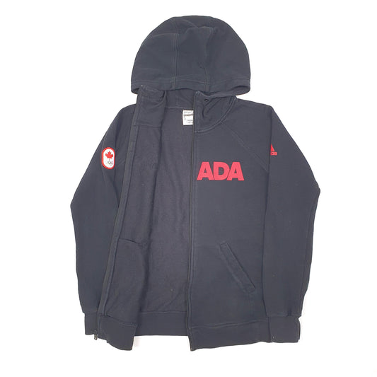 Womens Black Adidas Olympics Canada Hoodie Full Zip Jumper