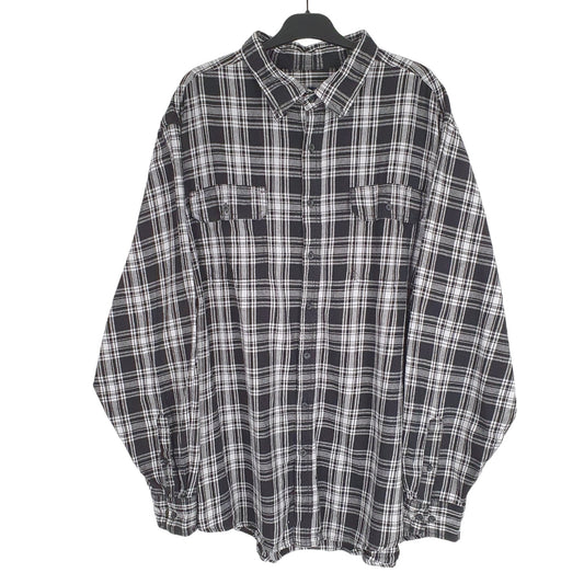 Faded Glory Flannel Shacket Overshirt Long Sleeve Regular Fit Check Shirt Black