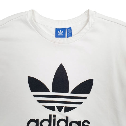 Mens White Adidas Spellout Crewneck Jumper