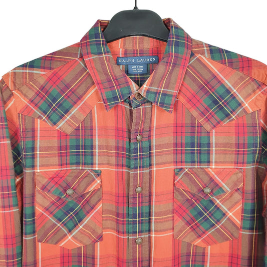 Ralph Lauren Long Sleeve Regular Fit Check Shirt Orange
