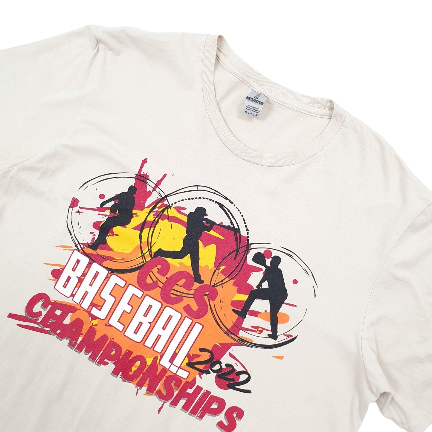 Gildan USA Baseball Short Sleeve T Shirt Beige