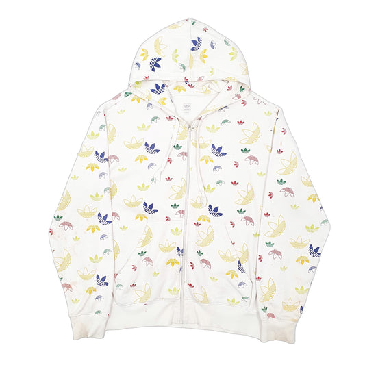 Mens White Adidas Originals Full Zip Jumper