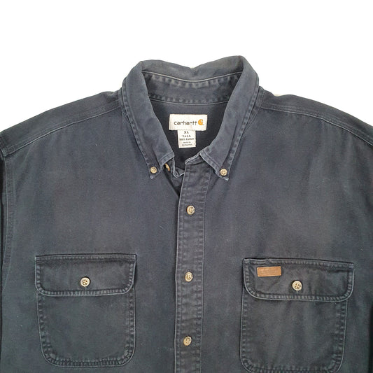 Mens Navy Carhartt Shacket Workwear Long Sleeve Shirt