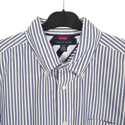 Tommy Hilfiger Long Sleeve Regular Fit Pinstripe Shirt Blue