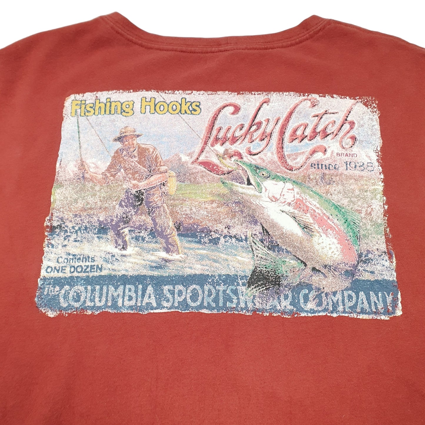 Mens Burgundy Columbia Sportswear Lucky Catch Fishing Long Sleeve T Shirt