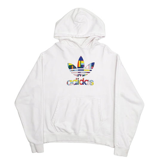 Mens White Adidas Spellout Hoodie Jumper