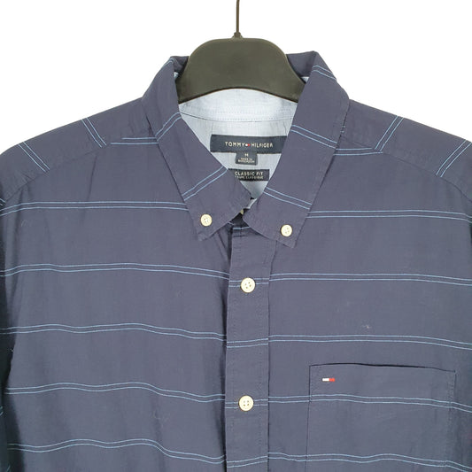 Tommy Hilfiger Long Sleeve Classic Fit Pinstripe Shirt Blue