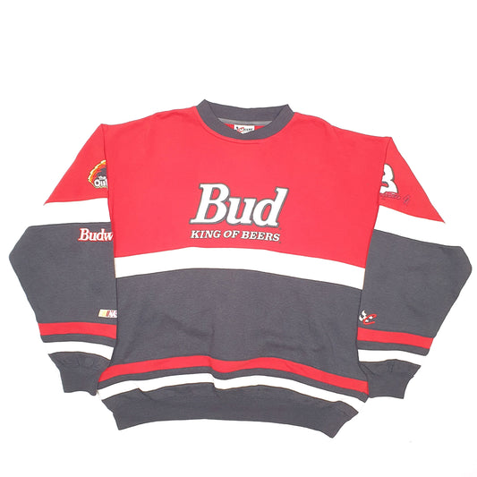 Mens Red Chase Authentics Budweiser Beer Nascar Bud Racing Crewneck Jumper