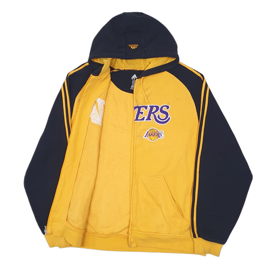 Mens Yellow Adidas NBA Los Angeles Lakers Hoodie Full Zip Jumper